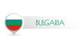 Bulgaria flag. Circle flag button in the map marker shape. Bulgarian country icon, badge or banner. Vector illustration.
